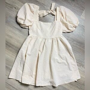 MABLE | Cream Puff Sleeve Babydoll Dress Size Small